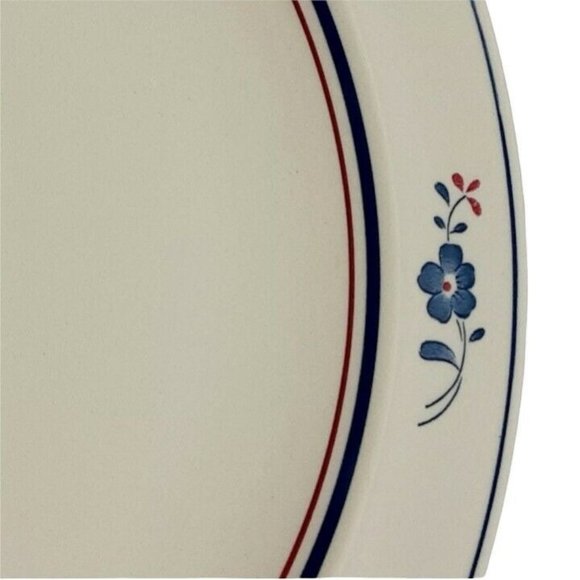 Stockholm Red Blue Floral Dinner Plate Vintage Patriotic Stoneware Dinnerware - Picture 2 of 8